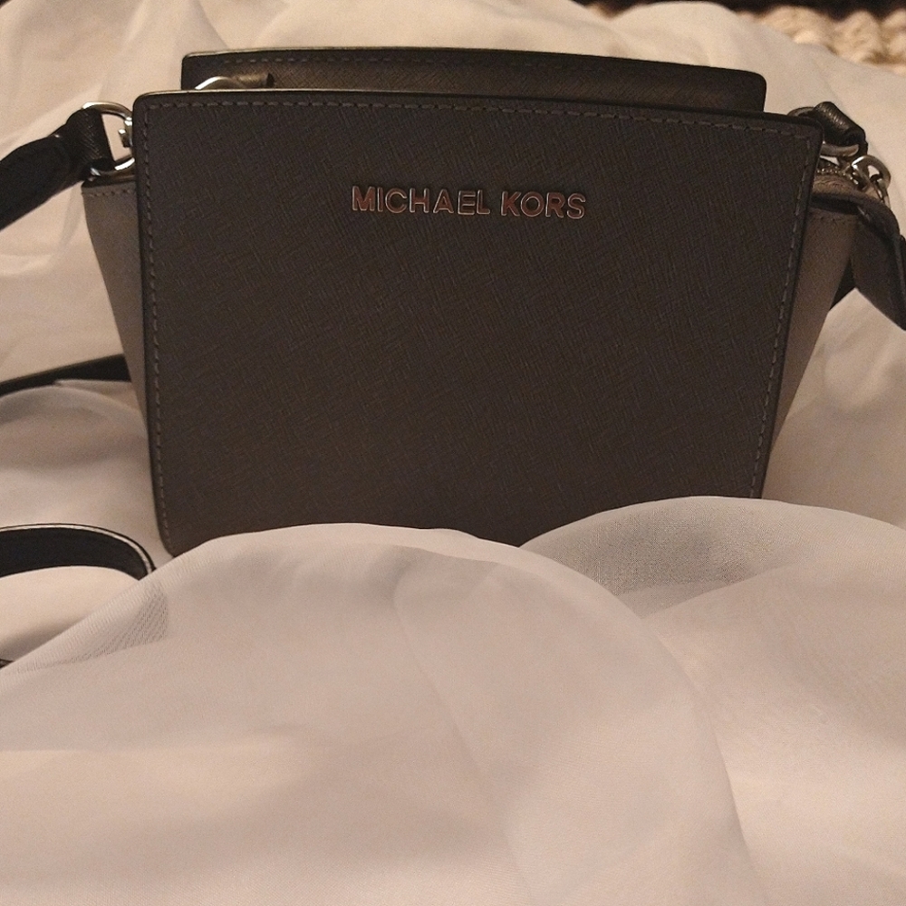 mk grey mini purse